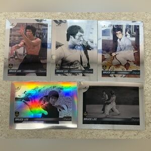All 5 Bruce Lee Dragon 2024 Silver Chrome Refractor MMA Movie Cards BV $50